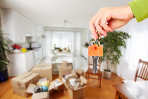 Professional flat removals team preparing a Surrey apartment move