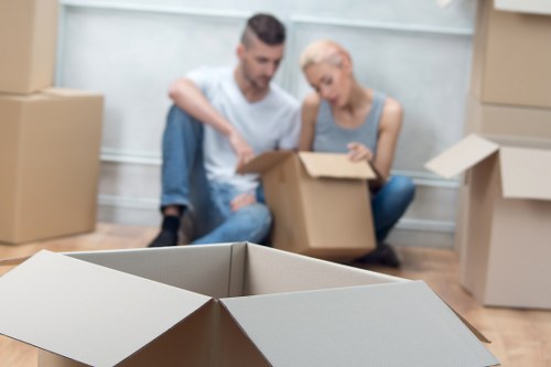 Removal team planning a move in a Surrey residential area