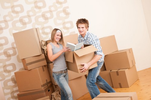 Moving day preparation for removals in Surrey with labelled boxes